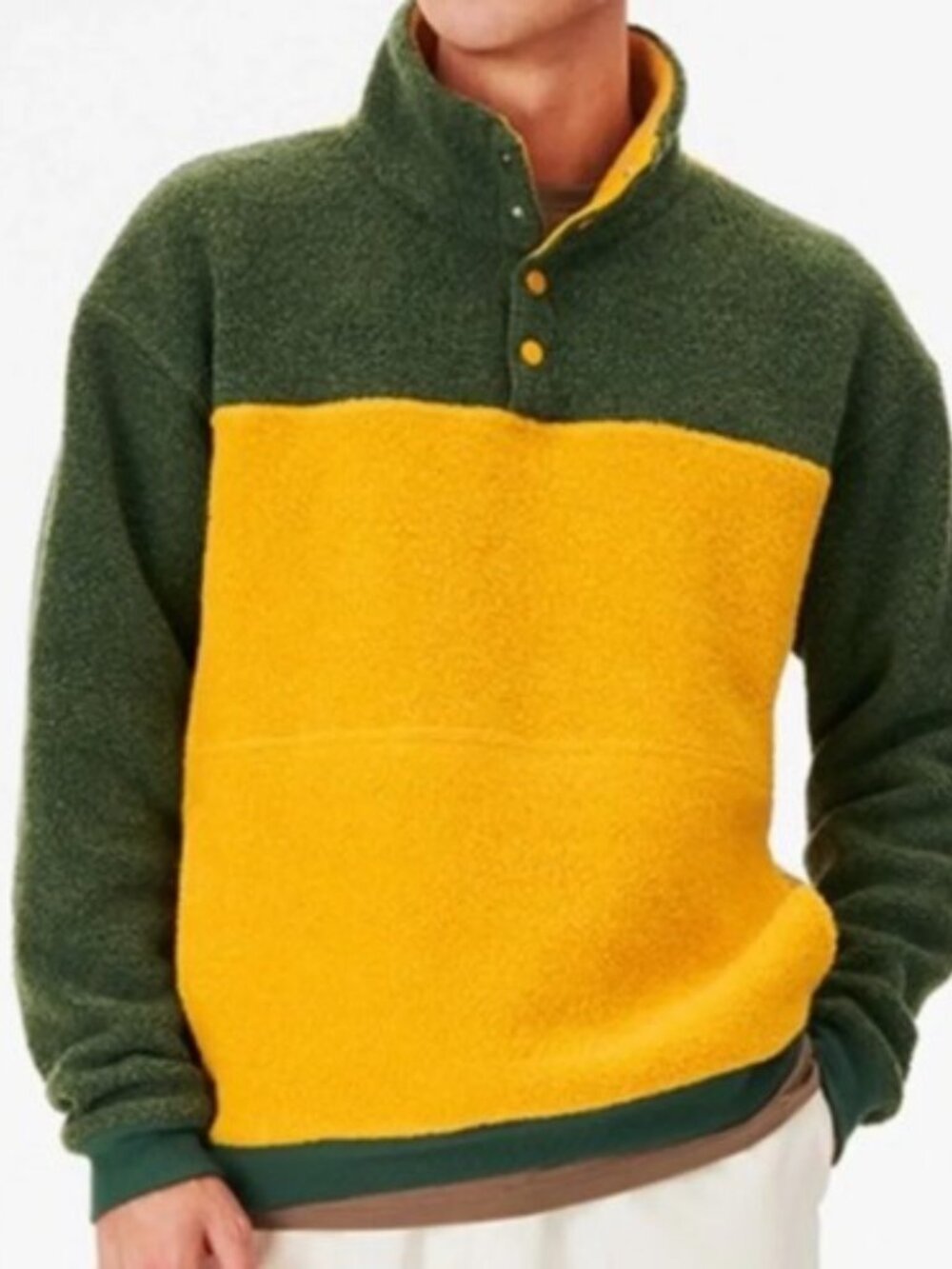 NWT Outdoor Voices Unisex MegaFleece Quarter-snap Pull-over Size M Yellow Green